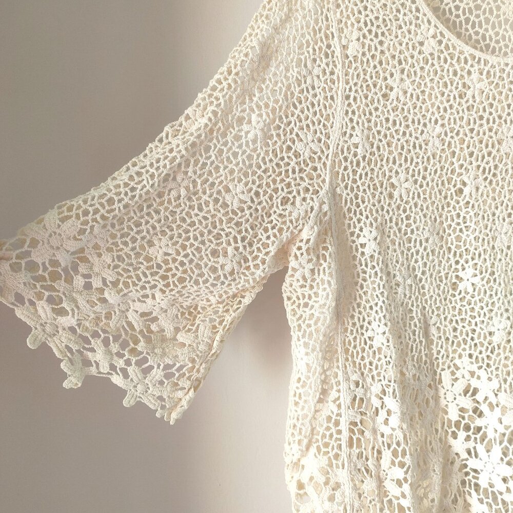 PAPAYA Crochet Floral Boho Top Size Medium - Picture 2 of 4